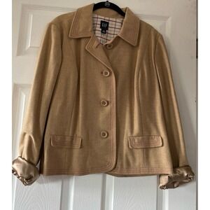 Gap Women's Wool Coat‎ Short Waist Jacket Size XL Camel Khaki/Tan